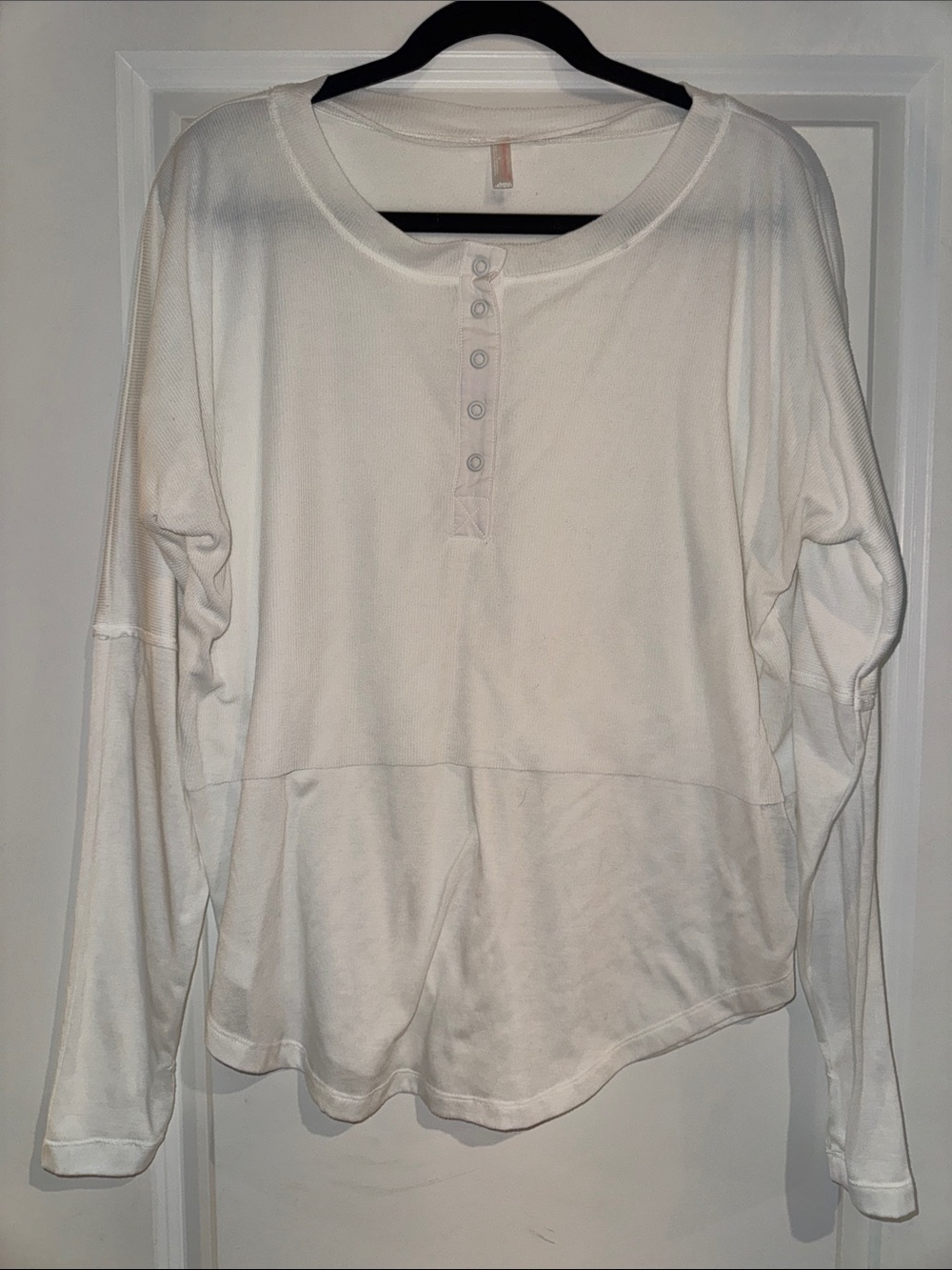 FP Movement by Free People Cream Long-Sleeve Henley Pullover